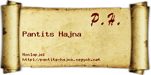 Pantits Hajna névjegykártya